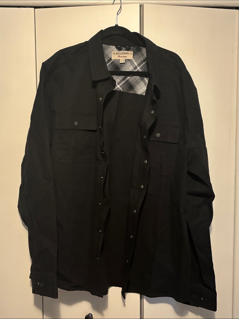 Men's Black Casual Button-Down Shirt Jacket